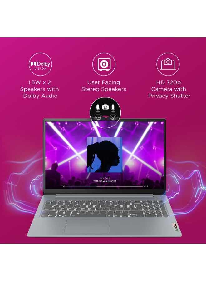 Lenovo Ideapad Slim 3 Laptop With 15.6-Inch FHD Display, AMD Ryzen 5 7520U Processor/8GB RAM/512GB SSD/AMD Radeon Graphics/Windows 11 English/Arabic Arctic Grey  - Image 3