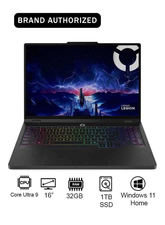 لينوفو Legion Pro 5 16IAX10 Gaming (2025) Laptop 2nd Series 16-Inch WQXGA Display, Core Ultra 9-275HX Processor/32GB RAM/1TB SSD/8GB NVIDIA GeForce RTX 5070 Graphics Card/Windows 11 Home Arabic Eclipse Black Arabic Eclipse Black - Image 1