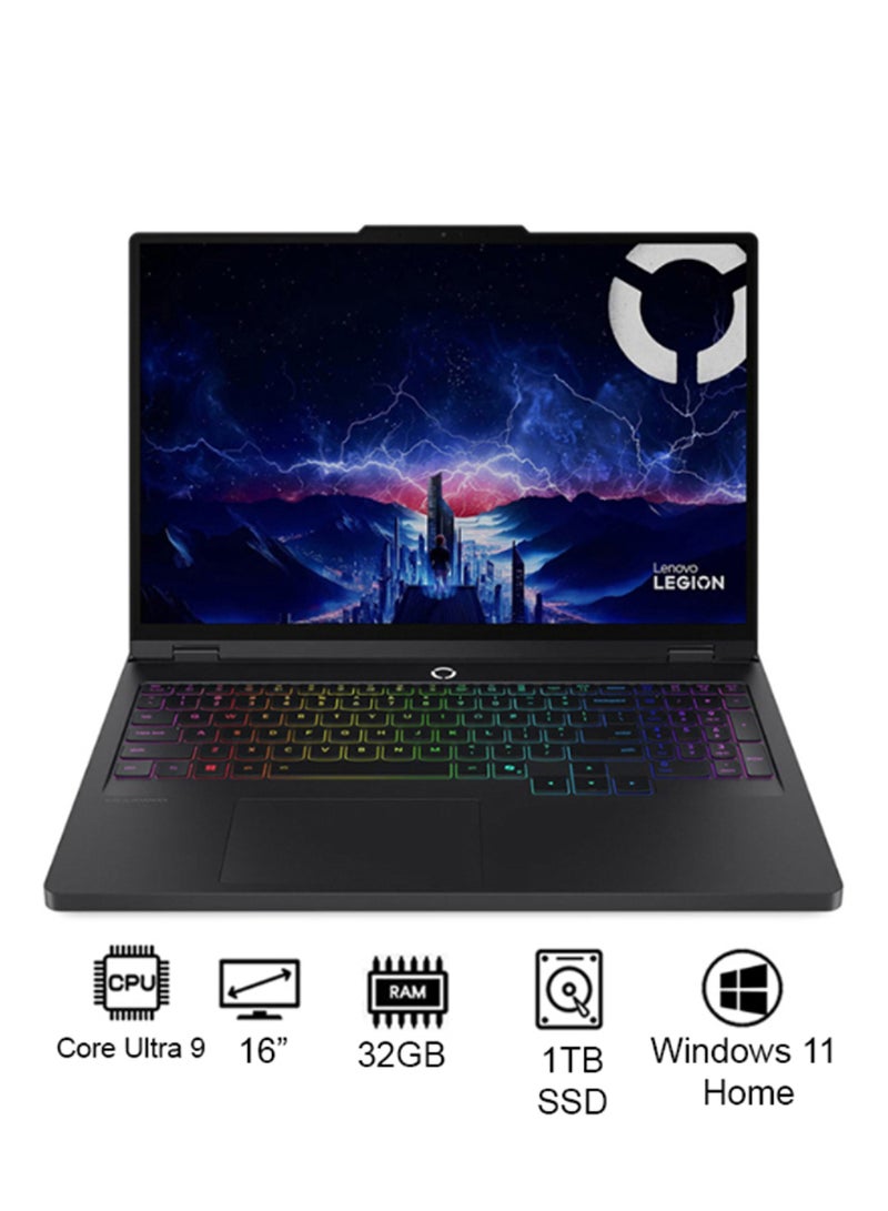 Lenovo Legion Pro 5 16IAX10 Gaming (2025) Laptop 2nd Series 16-Inch WQXGA Display, Core Ultra 9-275HX Processor/32GB RAM/1TB SSD/8GB NVIDIA GeForce RTX 5070 Graphics Card/Windows 11 Home Arabic Eclipse Black Arabic Eclipse Black - Image 1