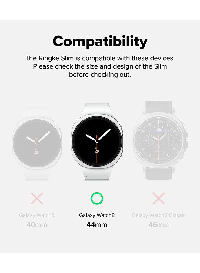 رينجك Slim For Samsung Galaxy Watch 8 44mm Case [2 Pack] Ultra Thin Lightweight Hard PC Cover - Clear & Alpine Clear Clear & Alpine Clear - Image 2