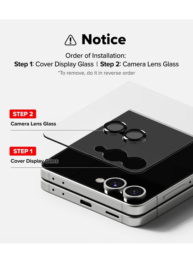 Ringke Cover Display Tempered Glass Pro For Samsung Galaxy Z Flip 7 Screen Protector, Case Friendly Shatterproof Premium 9H Hardness Glass - 2 Pack - Image 5