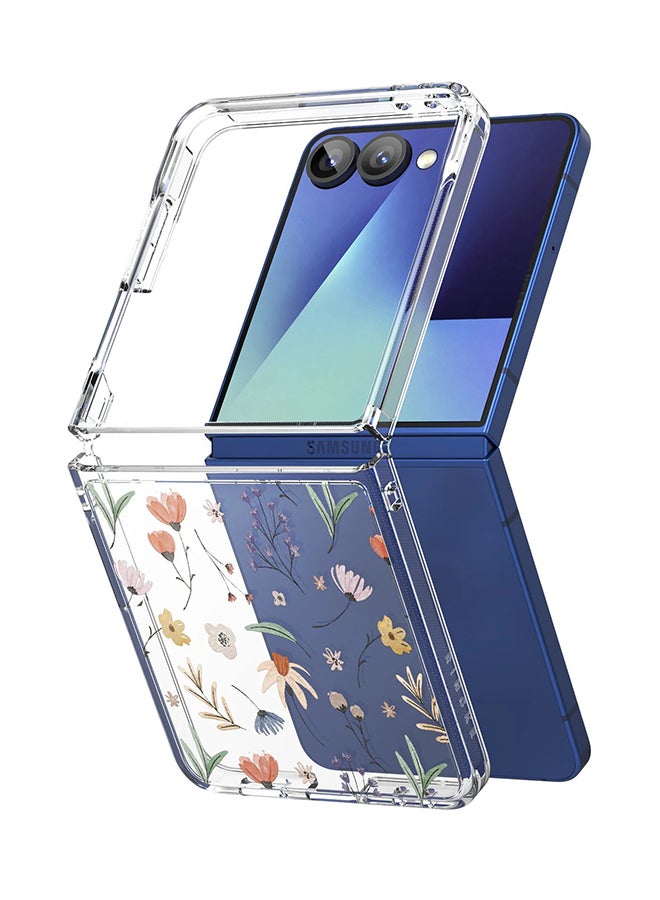 Ringke Fusion For Samsung Galaxy Z Flip 7 Case [Flexible TPU Connector] Slim Transparent Protective Cover with Shockproof Bumper Phone Case Cover -Clear Dry Flowers - Image 1