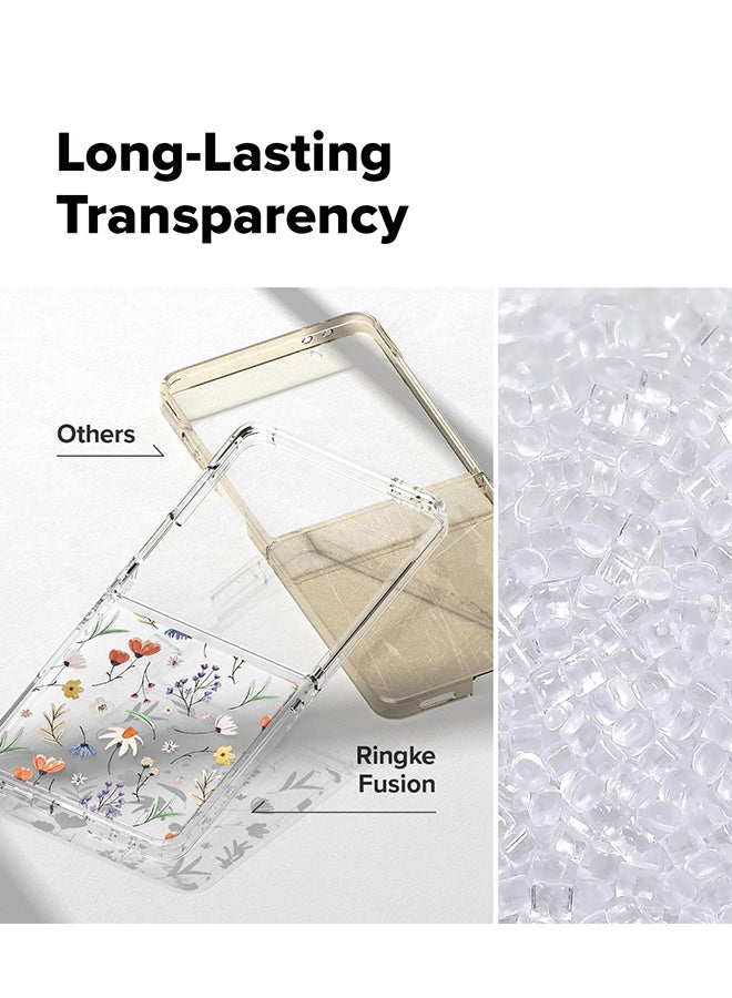 Ringke Fusion For Samsung Galaxy Z Flip 7 Case [Flexible TPU Connector] Slim Transparent Protective Cover with Shockproof Bumper Phone Case Cover -Clear Dry Flowers - Image 5