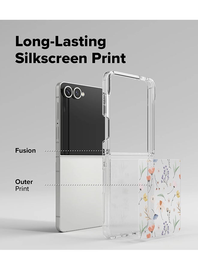 Ringke Fusion For Samsung Galaxy Z Flip 7 Case [Flexible TPU Connector] Slim Transparent Protective Cover with Shockproof Bumper Phone Case Cover -Clear Dry Flowers - Image 4