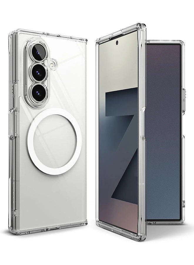 Ringke Fusion Magnetic Case For Samsung Galaxy Z Fold 7 [For MagSafe] Transparent PC Hard Back Shockproof Soft TPU Bumer Phone Cover -Clear clear - Image 1