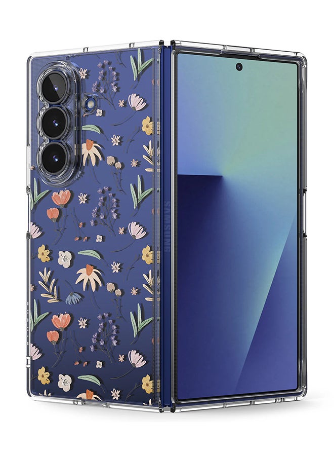 Ringke Fusion For Samsung Galaxy Z Fold 7, Translucent Anti-Scratch Hard PC Back Shockproof TPU Bumper Protective Phone Cover -Dry Flowers Dry Flowers - Image 1