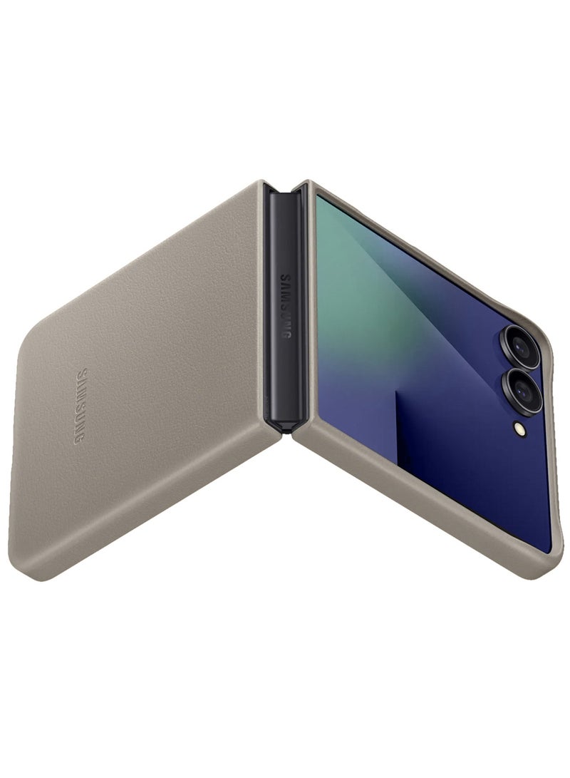 MARGOUN Kindsuit Leather Case Cover for Samsung Galaxy Z Flip 7 – Premium Protective Fold Design - Natural Titanium Natural Titanium-1 - Image 4