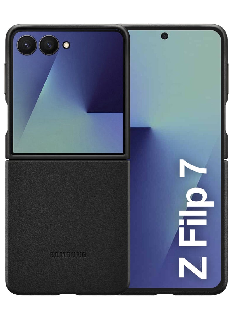 مارجون Kindsuit Leather Case Cover for Samsung Galaxy Z Flip 7 – Premium Protective Fold Design - Black Black-1 - Image 1
