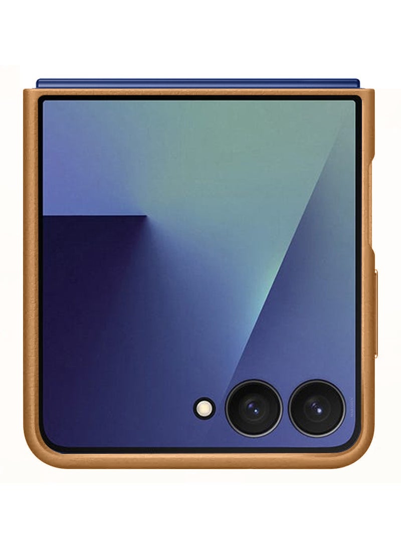 MARGOUN Kindsuit Leather Case Cover for Samsung Galaxy Z Flip 7 – Premium Protective Fold Design - Brown brown  - Image 3