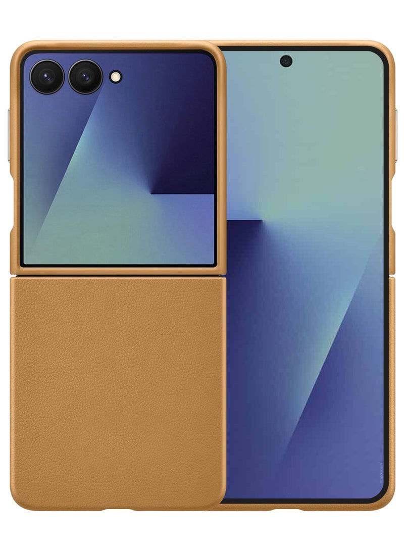 MARGOUN Kindsuit Leather Case Cover for Samsung Galaxy Z Flip 7 – Premium Protective Fold Design - Brown brown  - Image 2