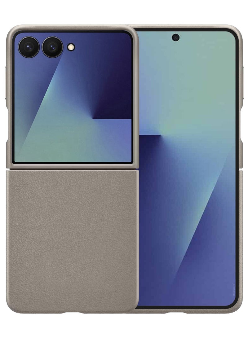 MARGOUN Kindsuit Leather Case Cover for Samsung Galaxy Z Flip 7 – Premium Protective Fold Design - Natural Titanium Natural Titanium  - Image 2