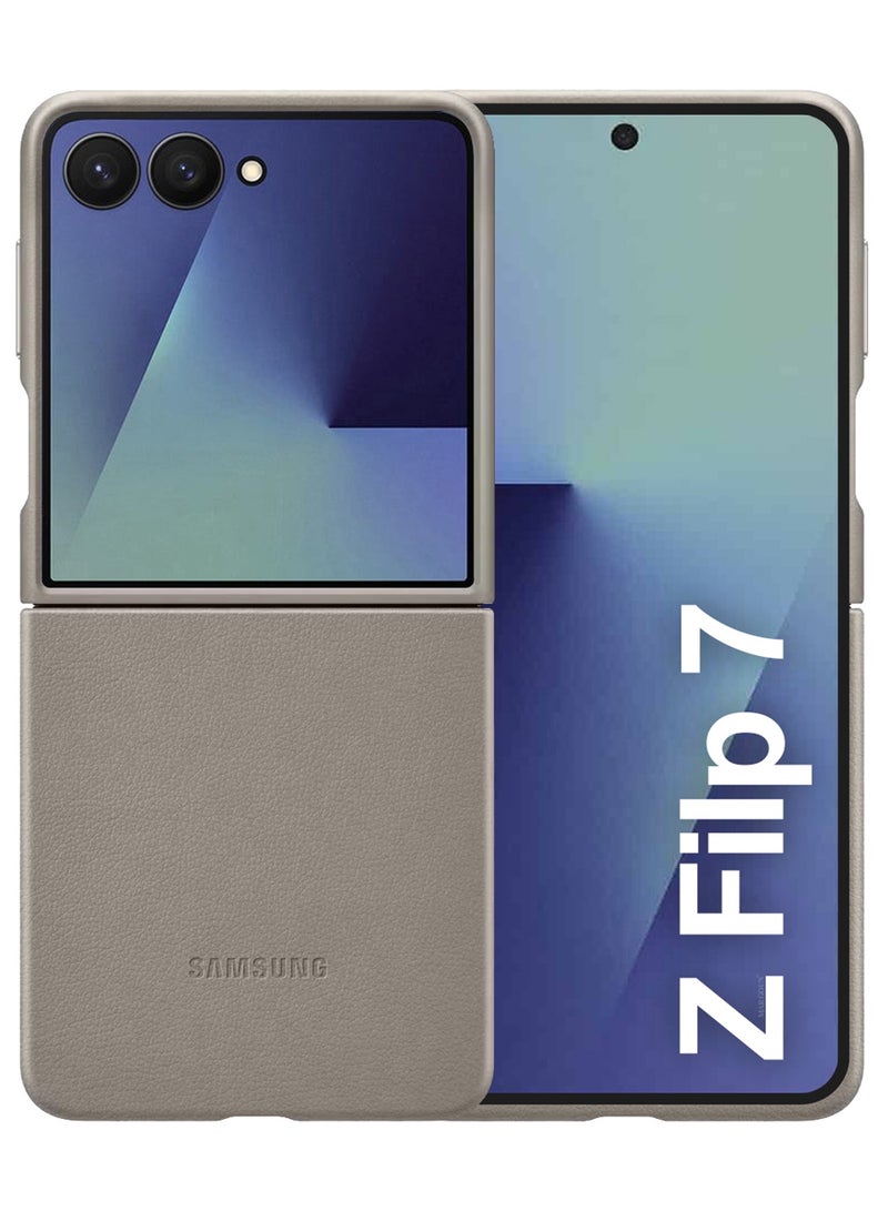 MARGOUN Kindsuit Leather Case Cover for Samsung Galaxy Z Flip 7 – Premium Protective Fold Design - Natural Titanium-1 - Image 1