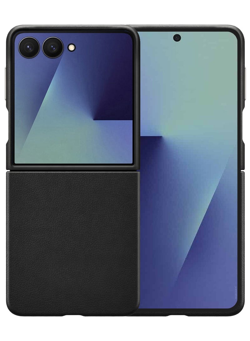MARGOUN Kindsuit Leather Case Cover for Samsung Galaxy Z Flip 7 – Premium Protective Fold Design - Black - Image 2