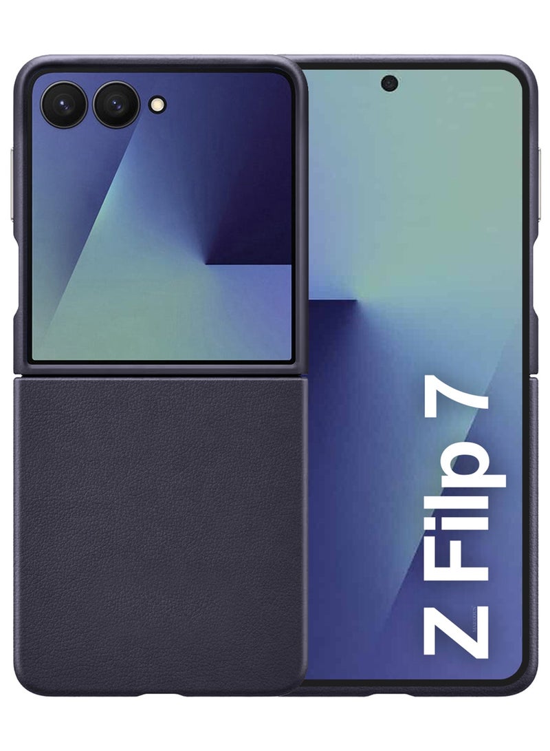 MARGOUN Kindsuit Leather Case Cover for Samsung Galaxy Z Flip 7 – Premium Protective Fold Design - Dark Blue - Image 1