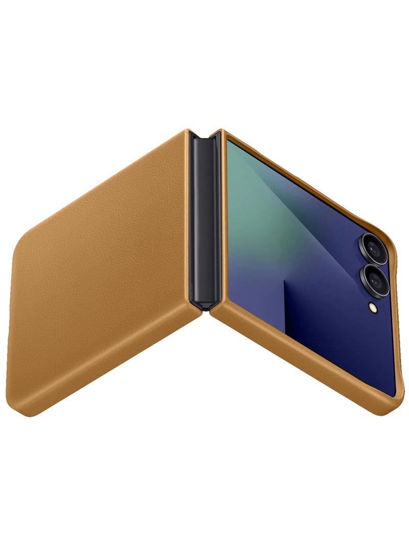 MARGOUN Kindsuit Leather Case Cover for Samsung Galaxy Z Flip 7 – Premium Protective Fold Design - Brown - Image 4