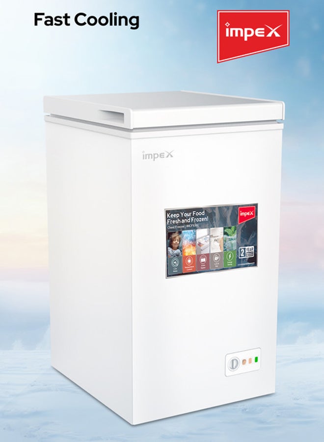 Impex 100L Chest Freezer IMCF100C – Fast Cooling, Lock Handle, Caster Wheels, Inside Lamp, R600a, ≤–18°C 100 L 100 W IMCF100C White - Image 3