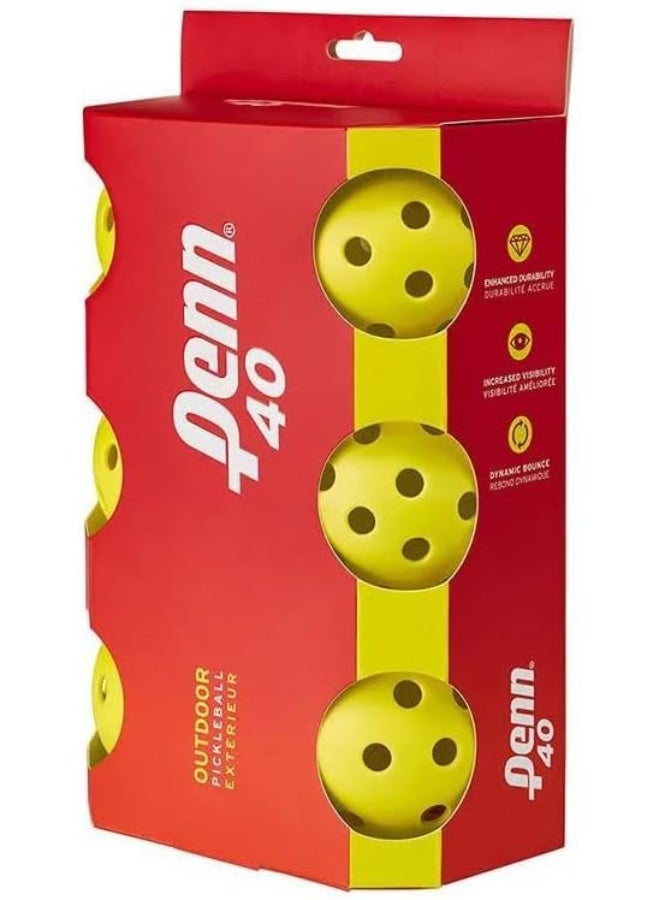 PENN 40 Outdoor Pickleball Balls - 6-Pack - Softer Feel for Recreational & Club Play - USAPA Approved - Image 1