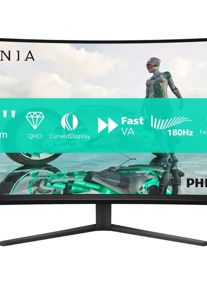 فيليبس Evnia 32M2C3500L 32-Inch QHD Gaming Monitor Curved Fast VA 180Hz 1ms Response Time HDMI DisplayPort - Black  - Image 3