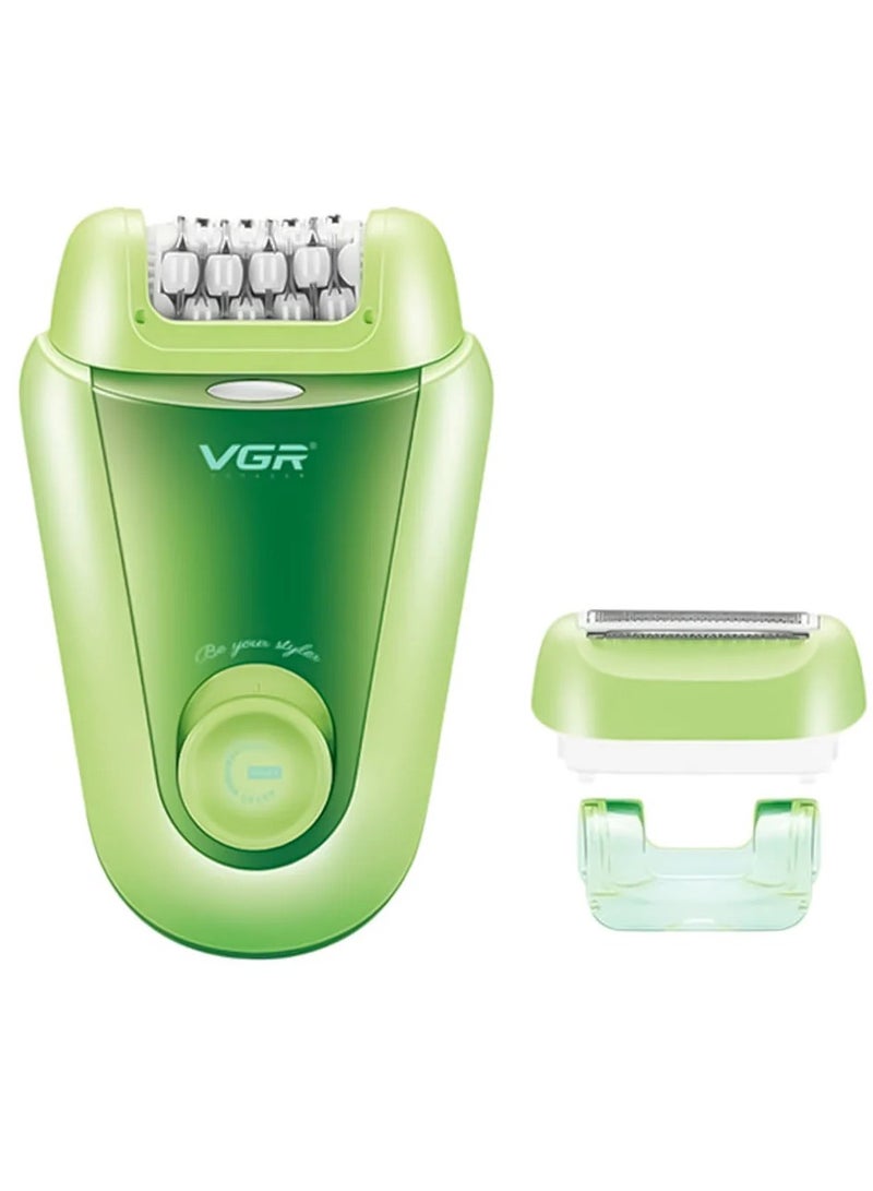 VGR V-758 2-in-1 Electric Epilator, 32 Tweezers, LED Display, 90-Minute Runtime, USB-C Charging - Green - Image 3