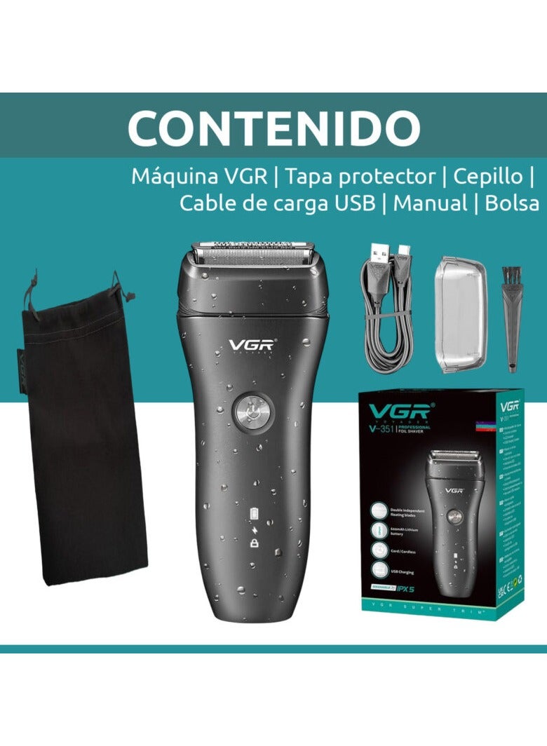 VGR V-351 2-in-1 Electric Shaver Trimmer - Black - Image 2