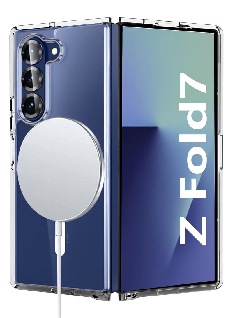 MARGOUN Transparent MagSafe Case for Samsung Galaxy Z Fold 7 – Dual-Part Protective Cover with Magnetic Ring, Slim & Hinge-Compatible Design - Clear Clear-1  - Image 5