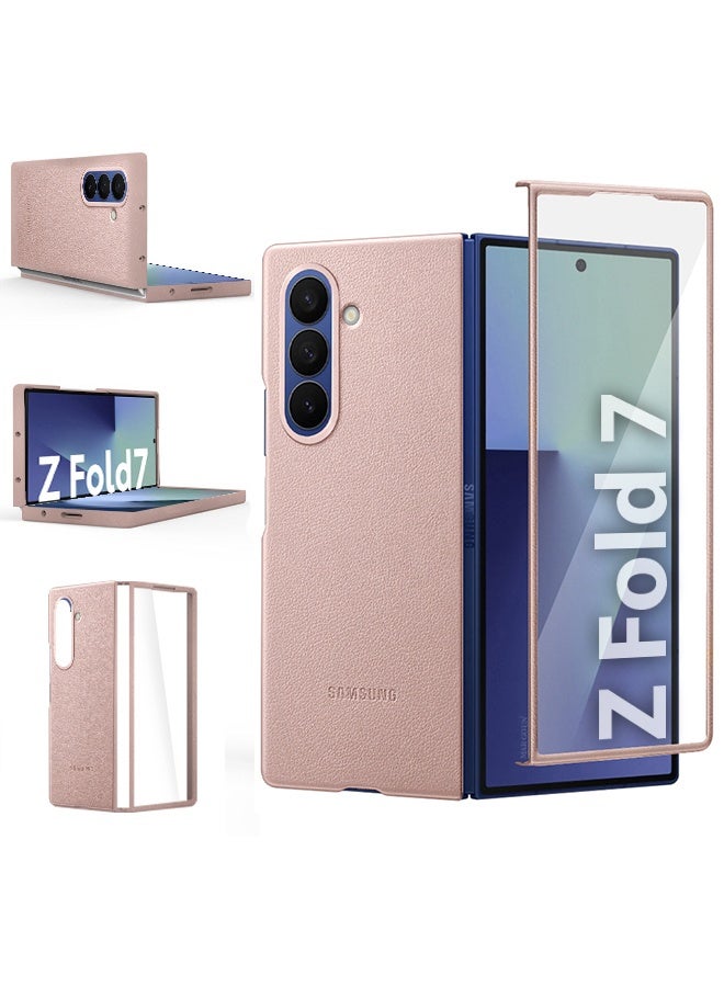 MARGOUN Leather Case Cover for Samsung Galaxy Z Fold 7, Kindsuit Case Slim and sleek - Pink-1 - Image 1