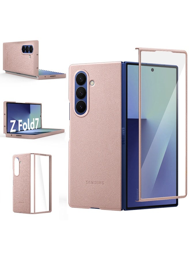 MARGOUN Leather Case Cover for Samsung Galaxy Z Fold 7, Kindsuit Case Slim and sleek - Pink-1 - Image 2