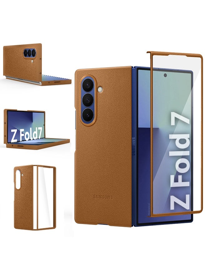 MARGOUN Leather Case Cover for Samsung Galaxy Z Fold 7, Kindsuit Case Slim and sleek - Brown Brown-1  - Image 1