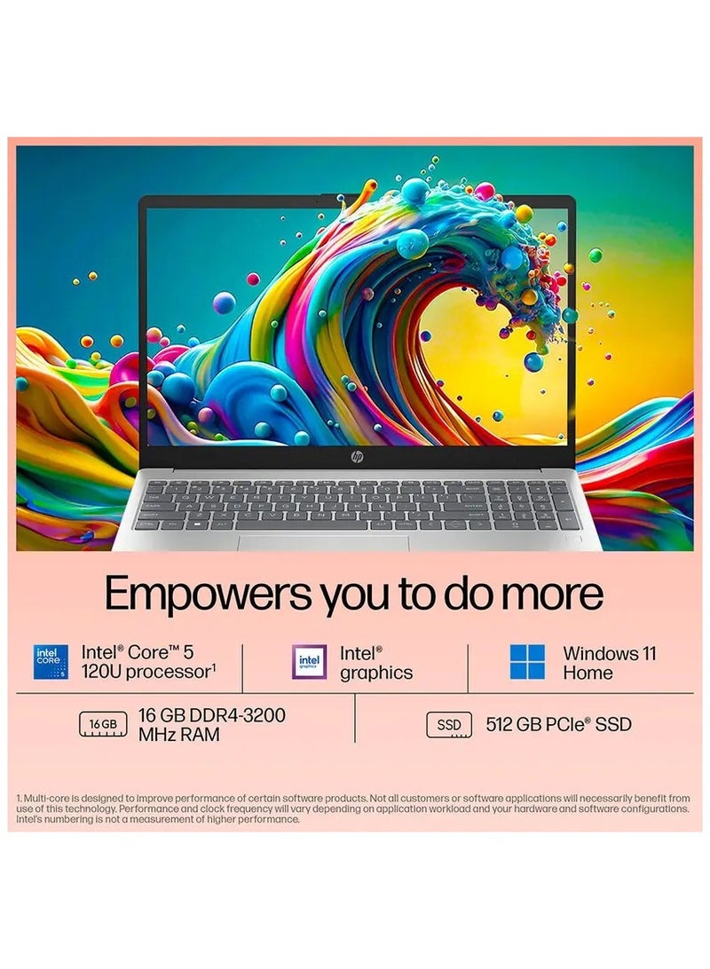 HP Laptop With 15.6 Inch Touch Screen Full HD (1920X1080) Display, Intel Core 5-120U Processor/16GB RAM DDR4/512GB SSD/Windows 11/ English Natural Silver - Image 4