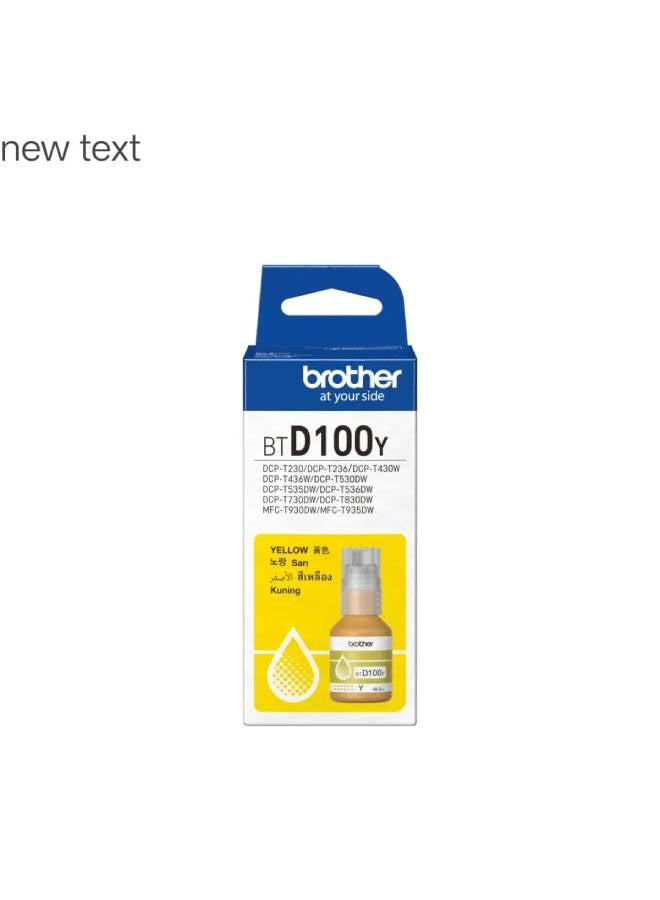 brother enuine BTD100Y Ultra High Yield Yellow Ink Bottle, for Ink Tank Printers DCP-T730DW  T930DW Yellow