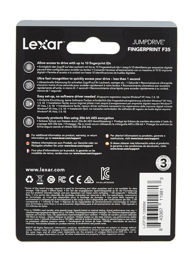 Lexar Fingerprint F35 PRO USB 3.2 Gen 1 Flash Drive, Up To 400MB/s Read And 300MB/s Write 128 GB - Image 3