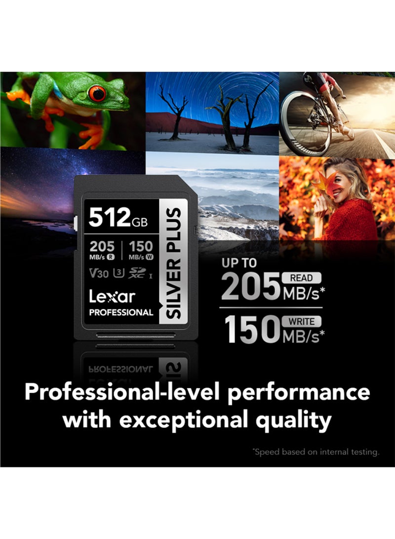Lexar Professional SILVER PLUS SDXC Up To 205MB/s Read, Up To 150MB/s Write1 512 GB - Image 2