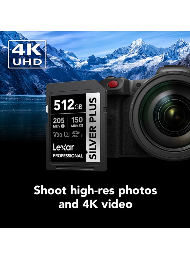 Lexar Professional SILVER PLUS SDXC Up To 205MB/s Read, Up To 150MB/s Write1 512 GB - Image 3