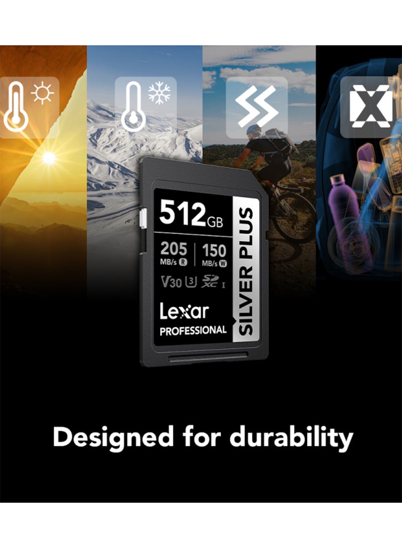 Lexar Professional SILVER PLUS SDXC Up To 205MB/s Read, Up To 150MB/s Write1 512 GB - Image 4