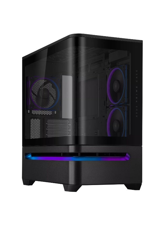 ASUS Prime AP202 ARGB Micro-ATX PC Case, Curved Tempered Glass Side Panel, 3x ARGB Fans, Patented GPU Cooling Slot Vent, Supports 360mm Radiator, Up to 420mm GPU, USB-C, Dust Filters, Black | 90DC00P0-B19000  - Image 2
