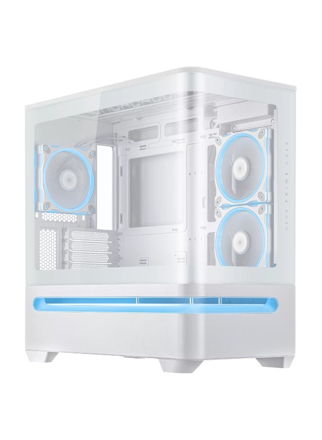 ASUS Prime AP202 ARGB Micro-ATX PC Case, Curved Tempered Glass Side Panel, 3x ARGB Fans, Patented GPU Cooling Slot Vent, Supports 360mm Radiator, Up to 420mm GPU, USB-C, Dust Filters, White | 90DC00P3-B19000  - Image 3
