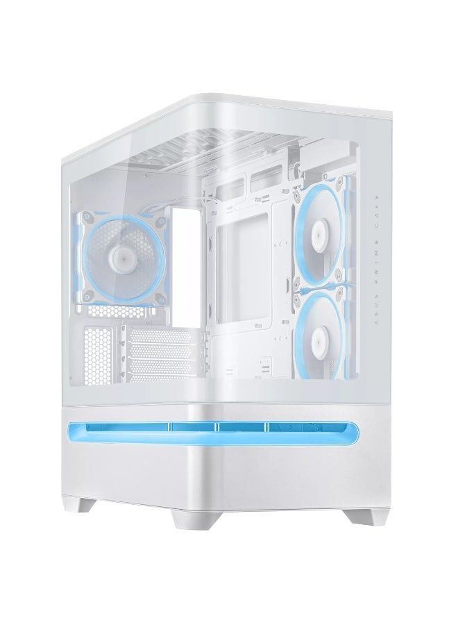ASUS Prime AP202 ARGB Micro-ATX PC Case, Curved Tempered Glass Side Panel, 3x ARGB Fans, Patented GPU Cooling Slot Vent, Supports 360mm Radiator, Up to 420mm GPU, USB-C, Dust Filters, White | 90DC00P3-B19000  - Image 2