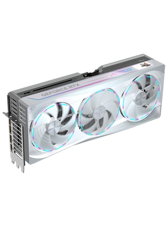 GIGABYTE AORUS GeForce RTX 5090 MASTER ICE 32GB GDDR7 Graphics Card, 512-bit, 28Gbps, PCIe 5.0, Triple WINDFORCE Cooling, Vapor Chamber, RGB, LCD Edge View, 3x DisplayPort 2.1, 1x HDMI 2.1, Dual BIOS, AI Ray Tracing, 8K Ready, White | GV-N5090AORUSM ICE-32GD - Image 2
