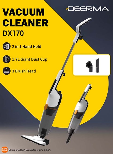 مكنسة كهربائية، 2 في 1 مكنسة محمولة وعامودية، شفط قوي 17Kpa، وعاء غبار سعة 1.7 لتر، مكنسة خفيفة الوزن محمولة للاستخدام في المنزل، السرير، والسيارة