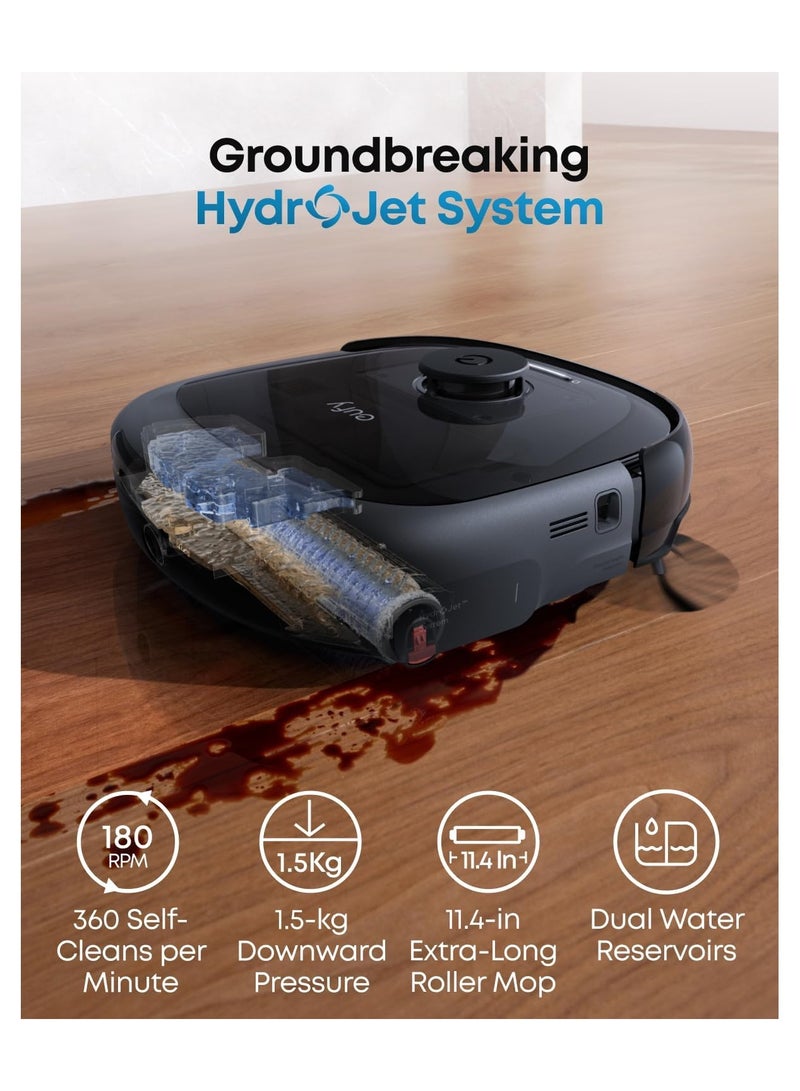 إيوفي E25 Omni Robot Vacuum Cleaner with Mop, HydroJet System, 20,000 Pa Turbo Powerful Suction, Zero Tangling, Corner-to-Edge Deep Cleaning and Mop Lifting, with Auto All-In-One Station 60 W T2353 Black  - Image 2