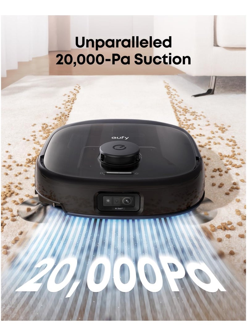 إيوفي E25 Omni Robot Vacuum Cleaner with Mop, HydroJet System, 20,000 Pa Turbo Powerful Suction, Zero Tangling, Corner-to-Edge Deep Cleaning and Mop Lifting, with Auto All-In-One Station 60 W T2353 Black  - Image 3