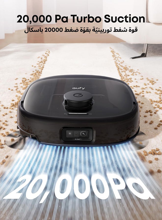 إيوفي مكنسة كهربائية روبوتية E25 مع ممسحة، نظام هيدرو جيت، شفط قوي توربو 20,000 باسكال، بدون تشابك، تنظيف عميق من الزاوية إلى الزاوية ورفع الممسحة، مع محطة شاملة أوتوماتيكية - Image 3