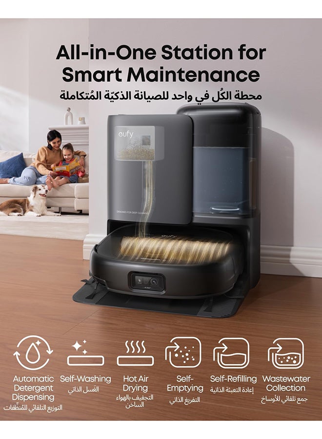 إيوفي مكنسة كهربائية روبوتية E25 مع ممسحة، نظام هيدرو جيت، شفط قوي توربو 20,000 باسكال، بدون تشابك، تنظيف عميق من الزاوية إلى الزاوية ورفع الممسحة، مع محطة شاملة أوتوماتيكية - Image 4