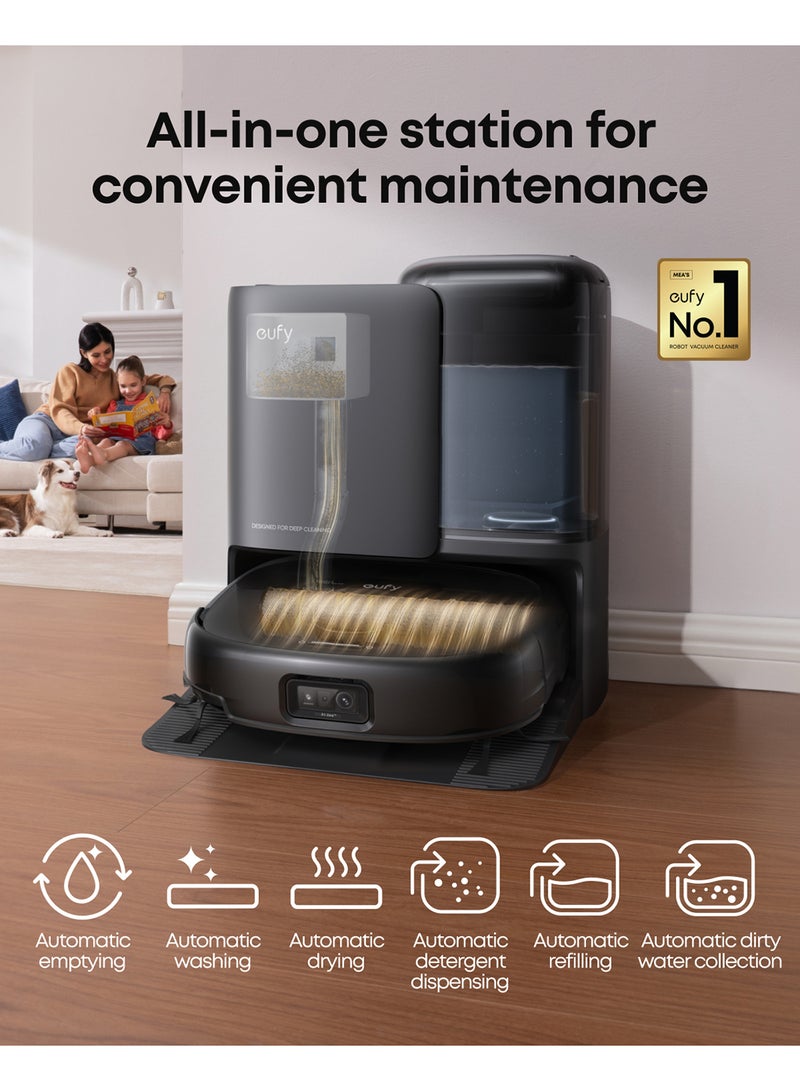 eufy E25 Omni Robot Vacuum Cleaner with Mop, HydroJet System, 20,000 Pa Turbo Powerful Suction, Zero Tangling, Corner-to-Edge Deep Cleaning and Mop Lifting, with Auto All-In-One Station 60 W T2353 Black - Image 2