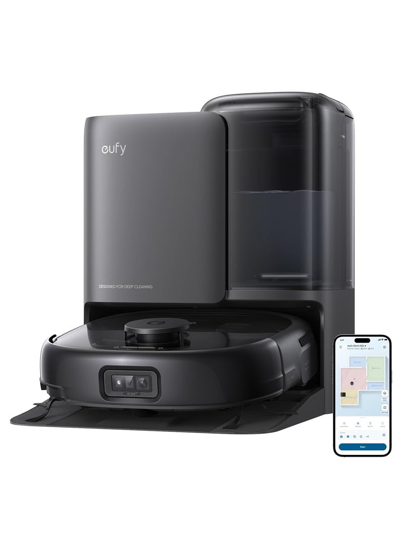 eufy E25 Omni Robot Vacuum Cleaner with Mop, HydroJet System, 20,000 Pa Turbo Powerful Suction, Zero Tangling, Corner-to-Edge Deep Cleaning and Mop Lifting, with Auto All-In-One Station 60 W T2353 Black - Image 1
