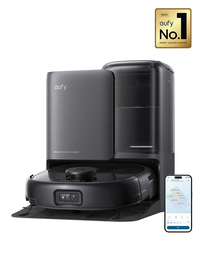 E25 Omni Robot Vacuum Cleaner with Mop, HydroJet System, 20,000 Pa Turbo Powerful Suction, Zero Tangling, Corner-to-Edge Deep Cleaning and Mop Lifting, with Auto All-In-One Station 60 W T2353 Black