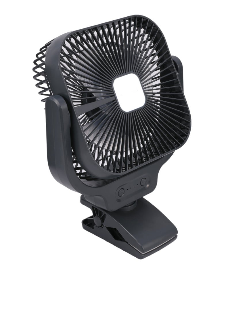 سوناشي 8 Inch Rechargeable Clip Fan with 12 Pcs Bright LED Light, with Type-C Charging Slot, LED Light Indicator with 3 Speed Settings, Continuous Working of 2-3Hrs High, 4-5Hrs Low, 9-10Hrs Low, Ideal for Office Tables, Car and Home SRF-805 Black  - Image 2