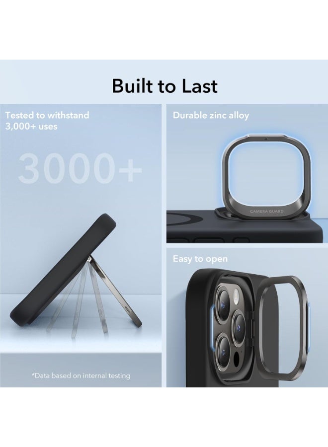 ESR For iPhone 15 Pro Max Case, MagSafe Silicone Case with Stand, Military-Grade Protection, Built-in Camera Stash Stand, Magnetic Phone Case for iPhone 15 Pro Max, Cloud Series black - Image 2