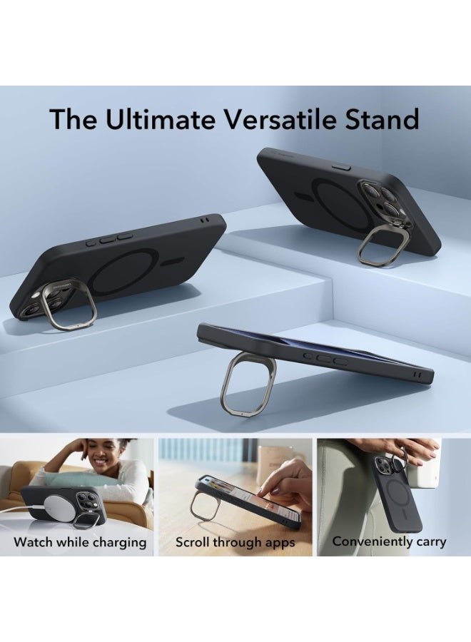 ESR For iPhone 15 Pro Max Case, MagSafe Silicone Case with Stand, Military-Grade Protection, Built-in Camera Stash Stand, Magnetic Phone Case for iPhone 15 Pro Max, Cloud Series black - Image 4
