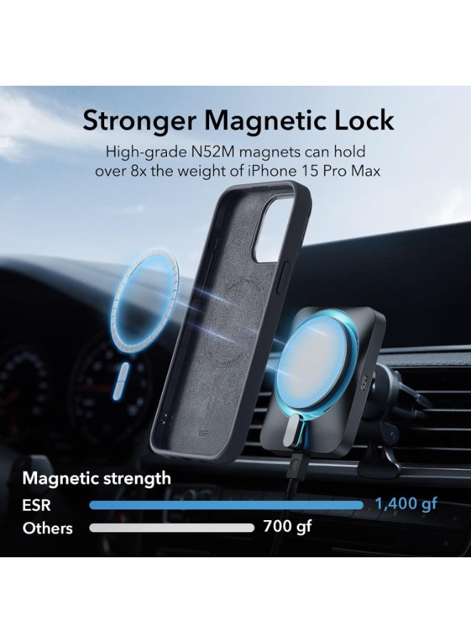 ESR For iPhone 15 Pro Max Case, MagSafe Silicone Case with Stand, Military-Grade Protection, Built-in Camera Stash Stand, Magnetic Phone Case for iPhone 15 Pro Max, Cloud Series black - Image 5